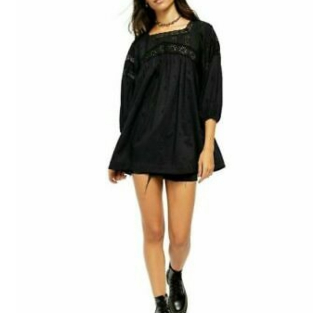 FREE PEOPLE AZALEA  EYELET EMBROIDERED TUNIC  XS